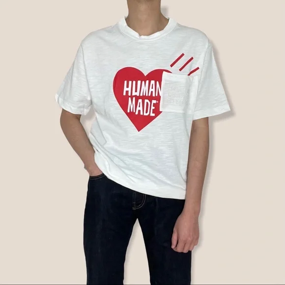 Human Made red heart white T-shirt Size M - Picture 4 of 4